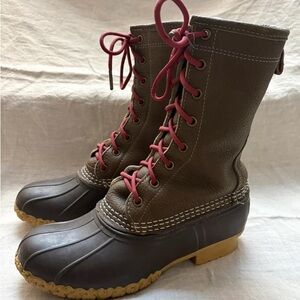 Women's Brown and Pink Heeled Boots
